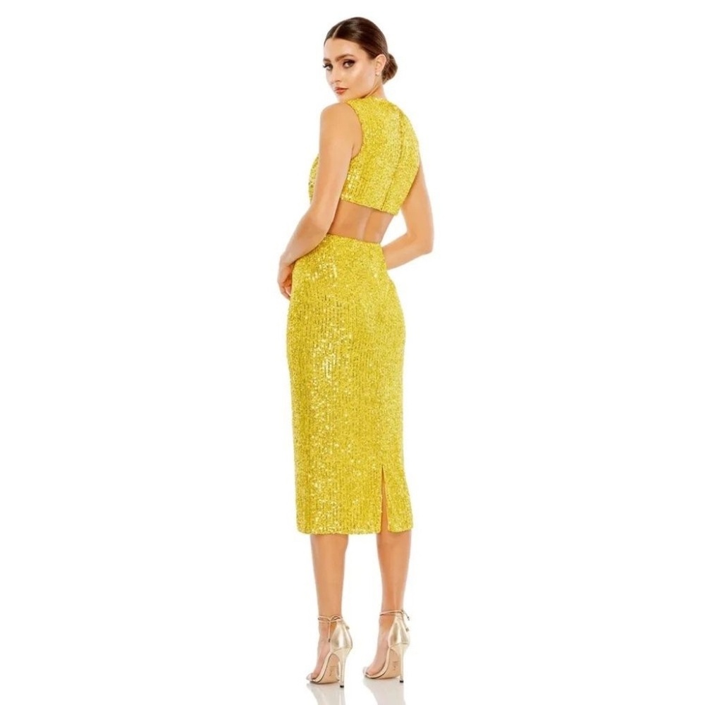 NWT Ieena for Mac Duggal Sequin Front Twist Cut Out Sheath Dress - size 0 - Picture 2 of 7